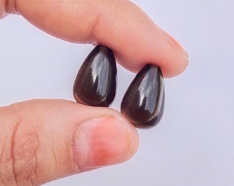 スモーキークォーツ 20x15x11mm ウェーブカットドロップス サイド