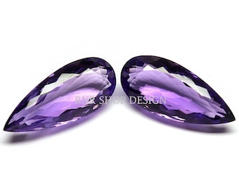 1 paio di quarzo ametista raro, a forma di pera, ca. 22X11 mm, taglio sfaccettato, lucidatura elevata, pietra preziosa, fatto a mano, oggetto superbo, fondo piatto
