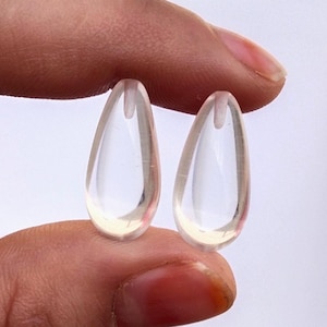 A Beautiful Pair of Rock crystal Quartz Half Top drilled SMOOTH teardrop,10X7mm to 30X15mm  High Polished,Gemstone, Handmade, Superb Item