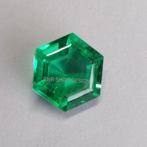 Natural Himalayan crystal emerald Faceted hexagon shape,  12X12 Mm,  loose gemstone, handmade, hexagon shaped.