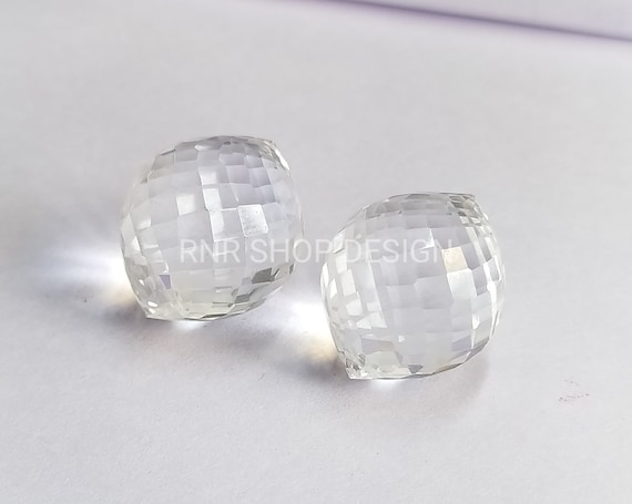ヒマラヤ水晶クォーツのペア、12 x 10 mm ブリオレット、タマネギ型 