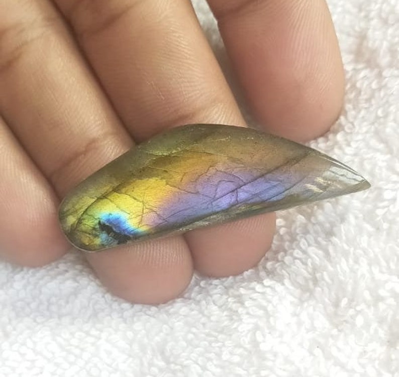 1 Pc Natural Labradorite 48x16 mm 44 cts Gemstone Fancy shape,Beautiful Rare Design