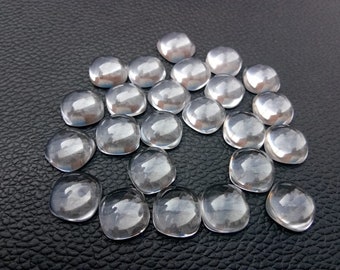 10 piece of Natural Crystal quartz,6 mm to 25 mm Cushion shape, flat bottom Rare Design,Top Handmade Polished For Jewelry Making, cabochon