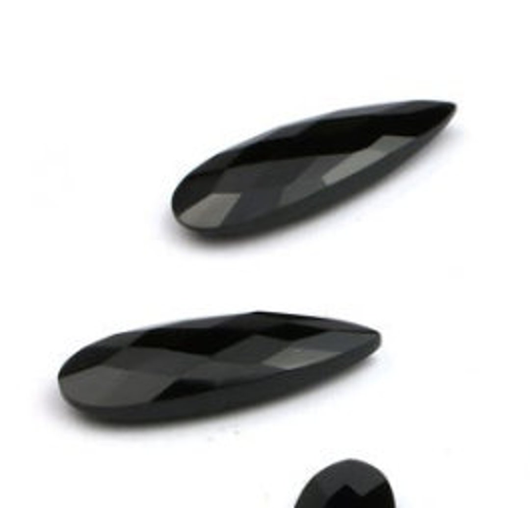 1ペア 30 x 10 mm 天然ブラックオニキス ペアシェイプ ブリオレット