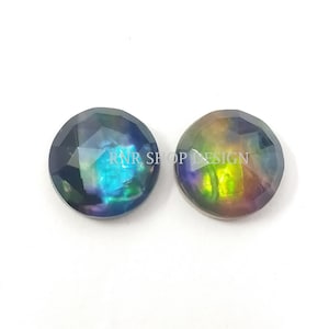 5 pieces lot ammolite gemstone,12X12mm ammolite Doublet Rose cut flat back ammolite jewelry, ammolite hydro, gemstone Round shape,