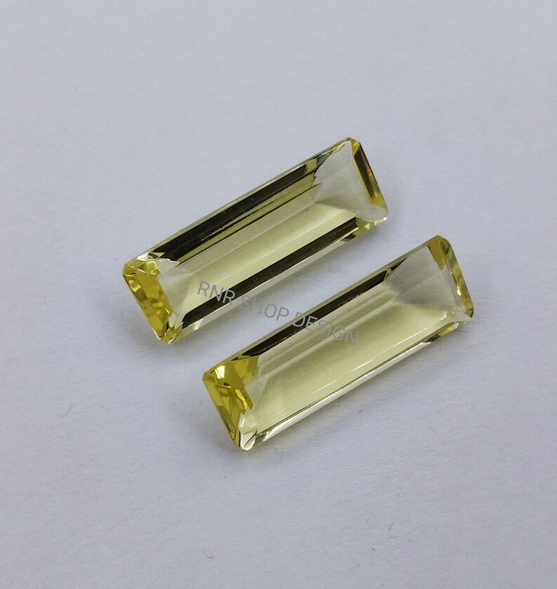 Rectangle Jems 1 Pair Lemon Quartz Rectangle Shape Normal Cut Faceted 25X10 Mm High ...