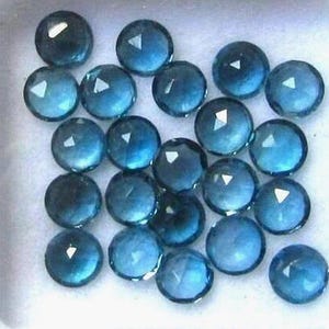 6 Pcs London Blue Quartz Rose cut Gemstone ,Round shape, Beautiful Design,Top Handmade Polished For Jewelry Making,8 mm to 20 mm Flat bottom
