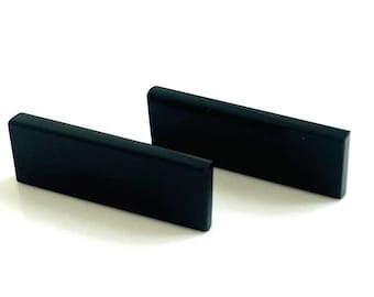 2 pcs Black onyx Smooth Cabochons, Both side Flat Stone, Loose Gemstone Rectangle 10x30x4mm Top Quality Supplies Stone -
