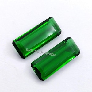1 Pair  Emerald quartz  Rare, Rectangle Shape, Approx. 24X9 mm ,Faceted Cut, High Polished, Gemstone, Handmade, Superb Item flat bottom