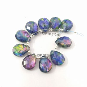 10 pieces lot ammolite gemstone,16X12mm ammolite Doublet briolette beads ammolite jewelry, ammolite hydro, gemstone Pear shape,