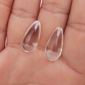 A Beautiful Pair of crystal Quartz Half Top drilled SMOOTH teardrop,15X10mm 20X10 mm  High Polished, Natural Gemstone, Handmade, Superb Item