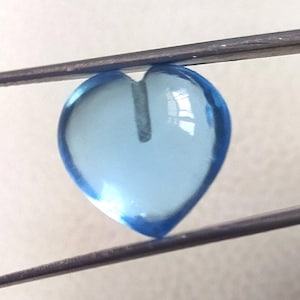 1 pair of Blue Topaz hydro Quartz Smooth Half Top drilled Heart Drops 15X15 mm One Pair