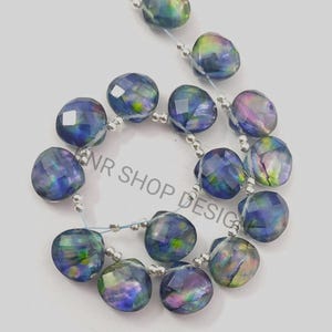 10 pieces lot ammolite gemstone,12X12mm ammolite Doublet briolette beads ammolite jewelry, ammolite hydro, gemstone Heart shape,