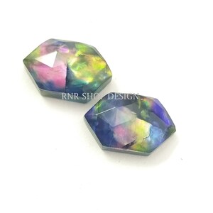 5 pieces lot ammolite gemstone,16X10mm ammolite Doublet Rose cut flat back ammolite jewelry, ammolite hydro, gemstone Hexagon shape,