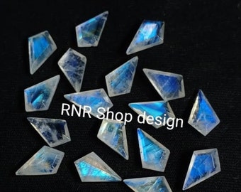 10 st. lot 13 x 8 mm naturlig regnbågsmånsten multi eld, drakeformad, 10 st., tablettslipad ädelsten, pärlor smyckestillverkning