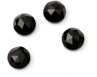1 pieza de ónix negro natural de corte rosa de 6 mm a 30 mm GEMSTOHNE, forma redonda, hermoso diseño, parte superior pulida a mano para hacer joyas, fondo plano