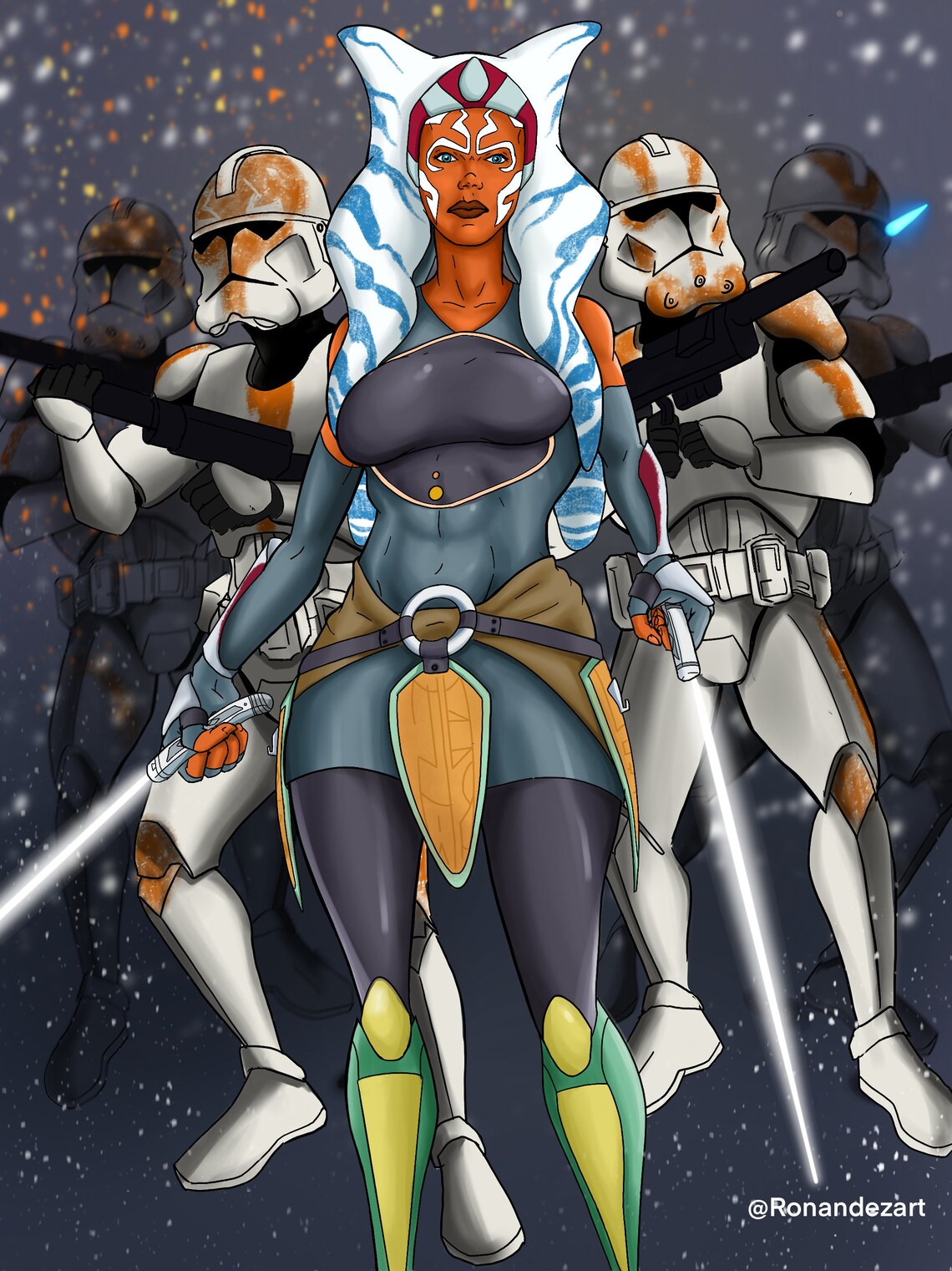 Ahsoka Tano/ Clone Troopers Art Print 5x7 Etsy