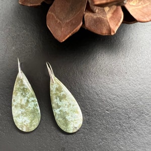 Moosachat Ohrringe / 925 Sterling Silber Französisch Ohrdraht / Naturstein Schmuck / Achat Ohrringe Geschenke für Frauen