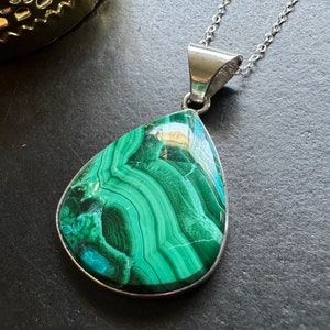 Malachite Pendant 925 Sterling Silver Pendant Malachite Gemstone Malachite Handmade Silver Gemstone Jewelry Malachite Pendant For Necklaces