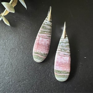 Ocean jasper earrings, sterling silver French hook, long earrings, natural stone earrings, jasper earrings