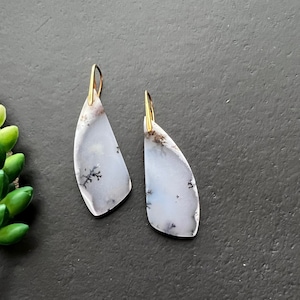 White opal earrings ,Statement earrings, natural stone earrings, 14k gold fill ear wires