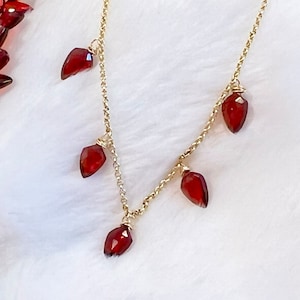 Garnet Necklace, January Birthstone Necklace, Garnet Jewelry, gold Necklaces For Women, Gift For Her