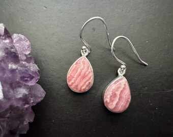 Rhodochrosite earrings / 925 sterling silver / natural stone jewelry/ gifts for women