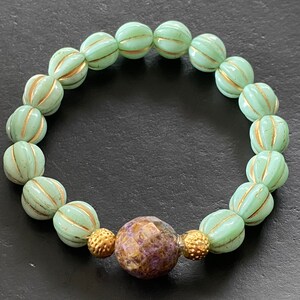 Statement bracelet, boho bracelet, beaded bracelet, czech glass beads bracelet