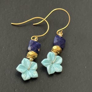 Larimar earrings, lapis lazuli earrings, statement earrings, Gifts for women, gemstone dangles