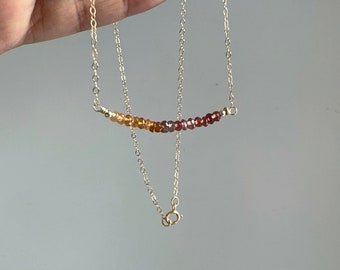 Garnet Bar Necklace • Birthstone Necklace • Dainty Gemstone Necklace • Natural Gemstone • Birthday Gift • Gift for Her • Tundra sapphire