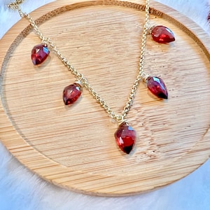 Collar de granate, collar de piedra de nacimiento de enero, joyería de granate, collares de oro para mujeres, regalo para ella