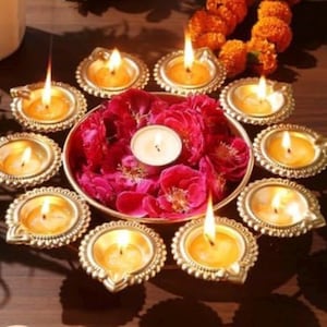 Diwali diya, gold polished Urli, Diwali home decor, Urli bowl, decorative Urli, Pooja room decor, floral Urli