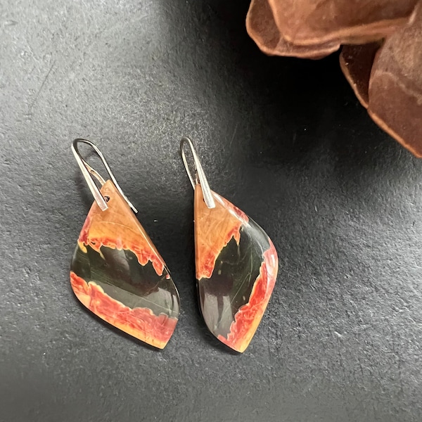Red Creek Jasper Earrings: Natural Stone Dangle Jewelry