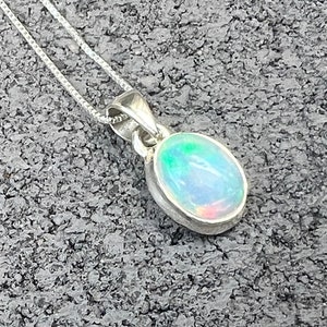 Ethiopian Opal pendant, 925 sterling silver,Natural Opal,Women Necklace,Women jewelry,October Birthday,Birthday Gift idea,Flashy,Authentic