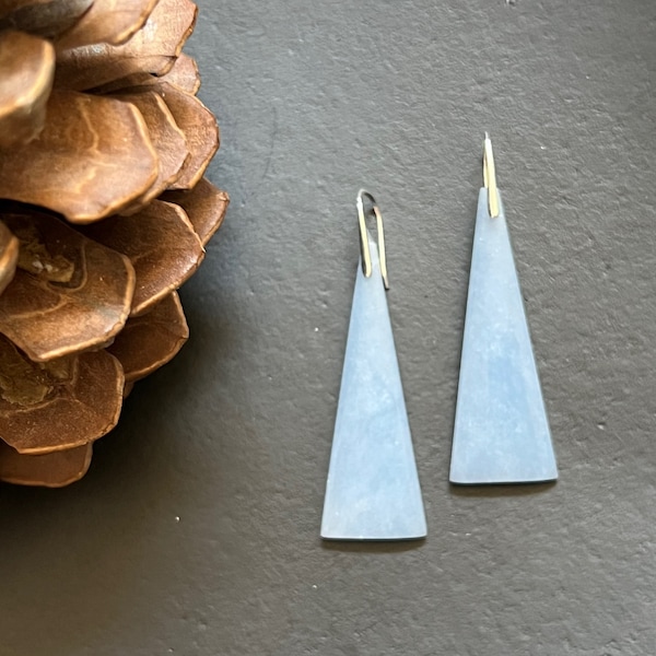 Angelite Gemstone Earrings: Sterling Silver Dangle Earrings