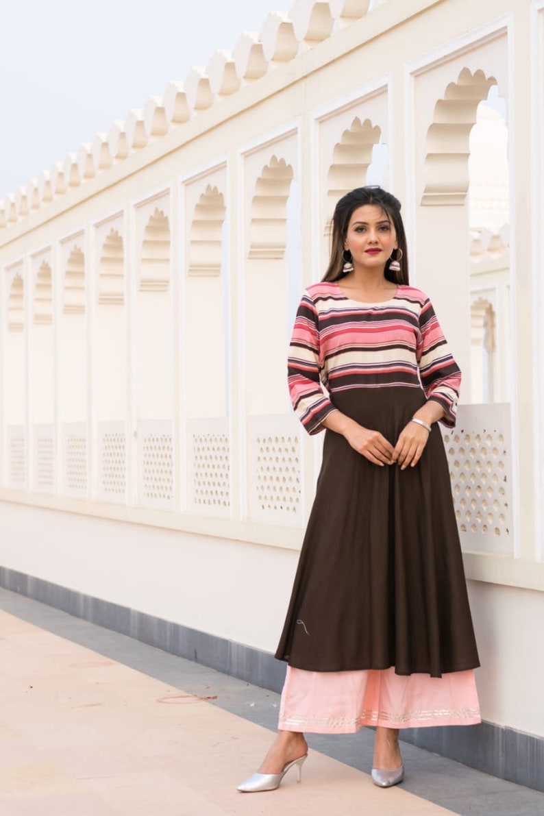 Indian Traditional Designer Beautiful Rayon Printed Kurti With Palazzo For Girls /& Women kurti dress kurti kurta Indian dress