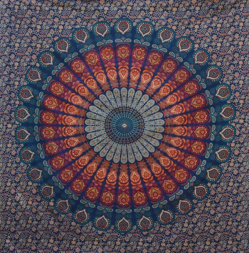 Tapestry Wall Hanging Mandala Tapestries Indian Cotton Etsy