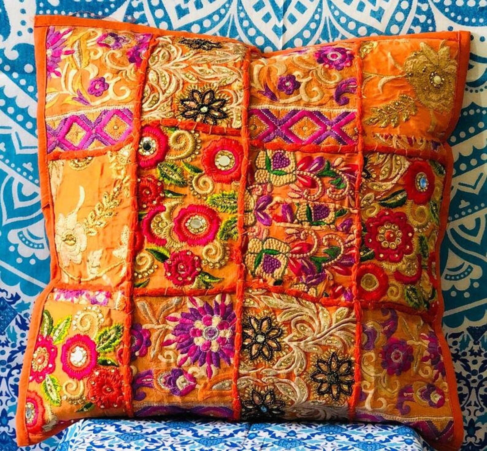 Bohemian Pillow Cover Boho Cushion Cover Handmade Colorful Etsy
