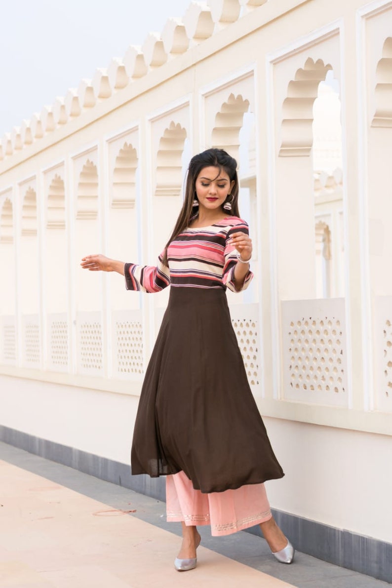 Indian Traditional Designer Beautiful Rayon Printed Kurti With Palazzo For Girls /& Women kurti dress kurti kurta Indian dress