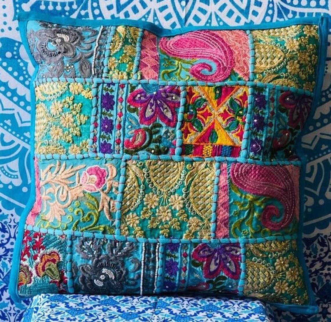 Bohemian Pillow Cover Boho Cushion Cover Handmade Colorful Etsy