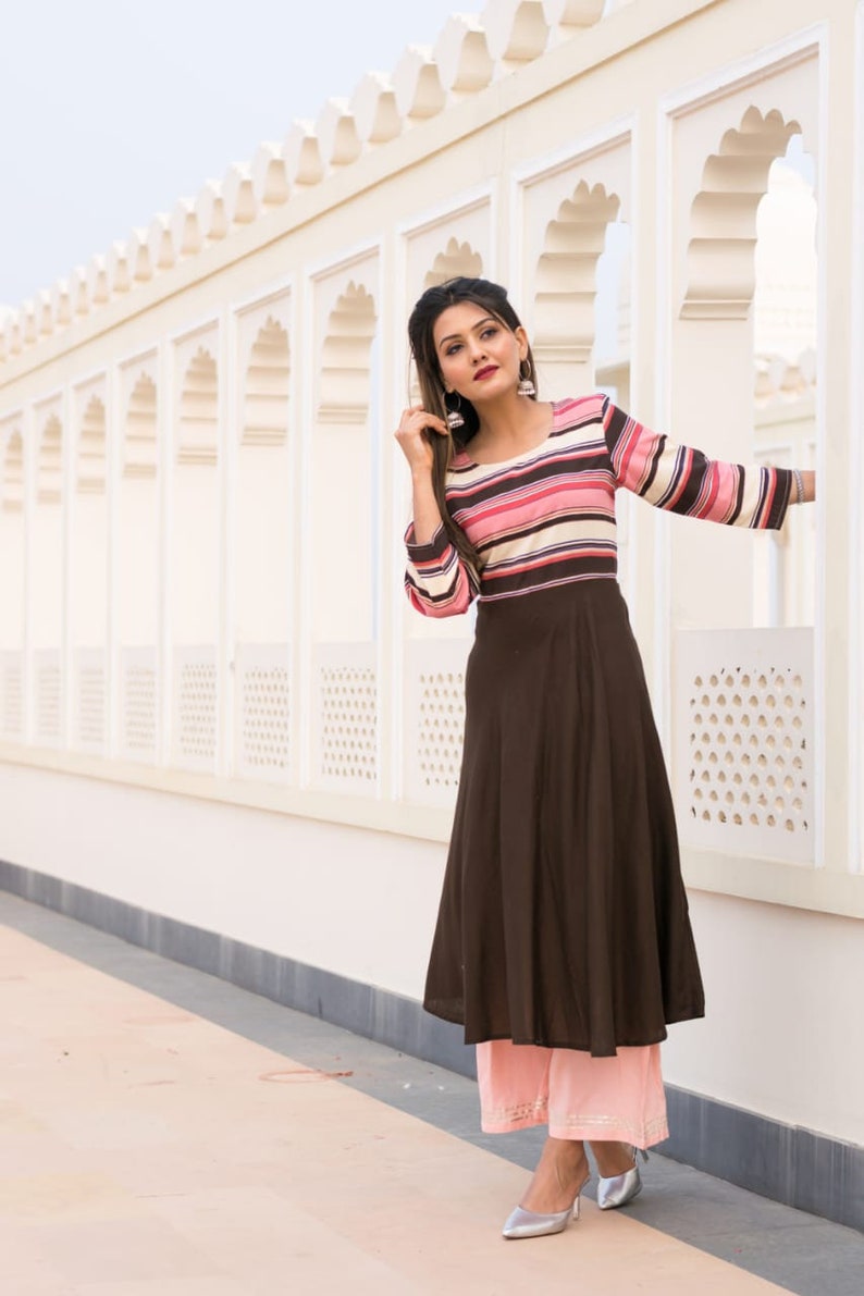 Indian Traditional Designer Beautiful Rayon Printed Kurti With Palazzo For Girls /& Women kurti dress kurti kurta Indian dress