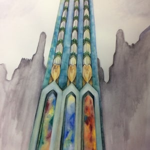 8x10 Print Art Deco Church