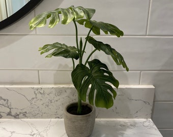 5 ft. Artificial Tree Fake Monstera Deliciosa Plant in Pot with 15 Split  Leaves Faux Plant for Indoor Outdoor