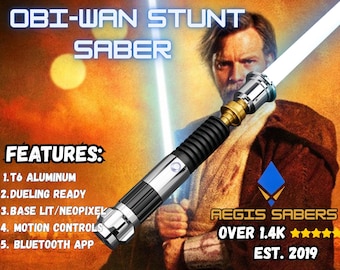 Sable láser acrobático inspirado en Obi-Wan - Neopixel, balanceo suave, Bluetooth, entrenamiento