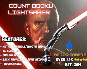 Count Dooku - CURVED NEOPIXEL LIGHTSABER-premium sound-in hilt recharge-bluetooth-smooth swing