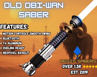 Sable de luz Neopixel de Obi-Wan Kenobi (viejo Ben): balanceo suave, revelación de cristal Bluetooth