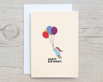 Colorful Balloons Happy Birthday Card (4x5.5 inch)
