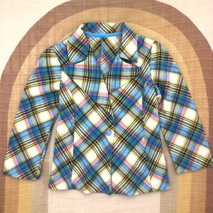 Vintage 1970s Girls Bright Plaid Blazer