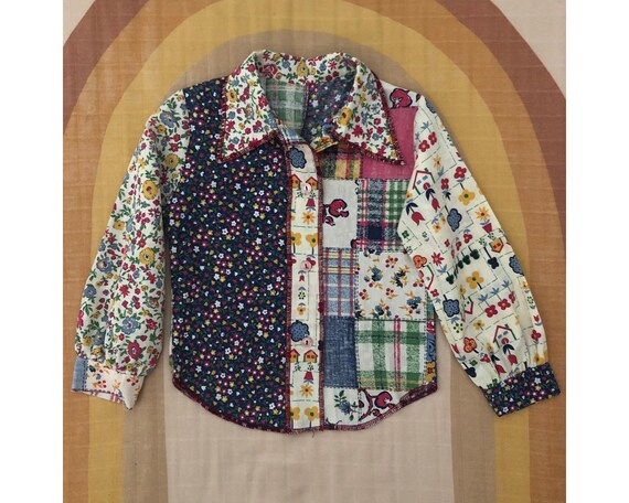 Vintage Handmade Patchwork Calico Floral Print Pla