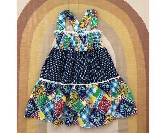 Vintage Handmade Polka Dot Patchwork Sundress with